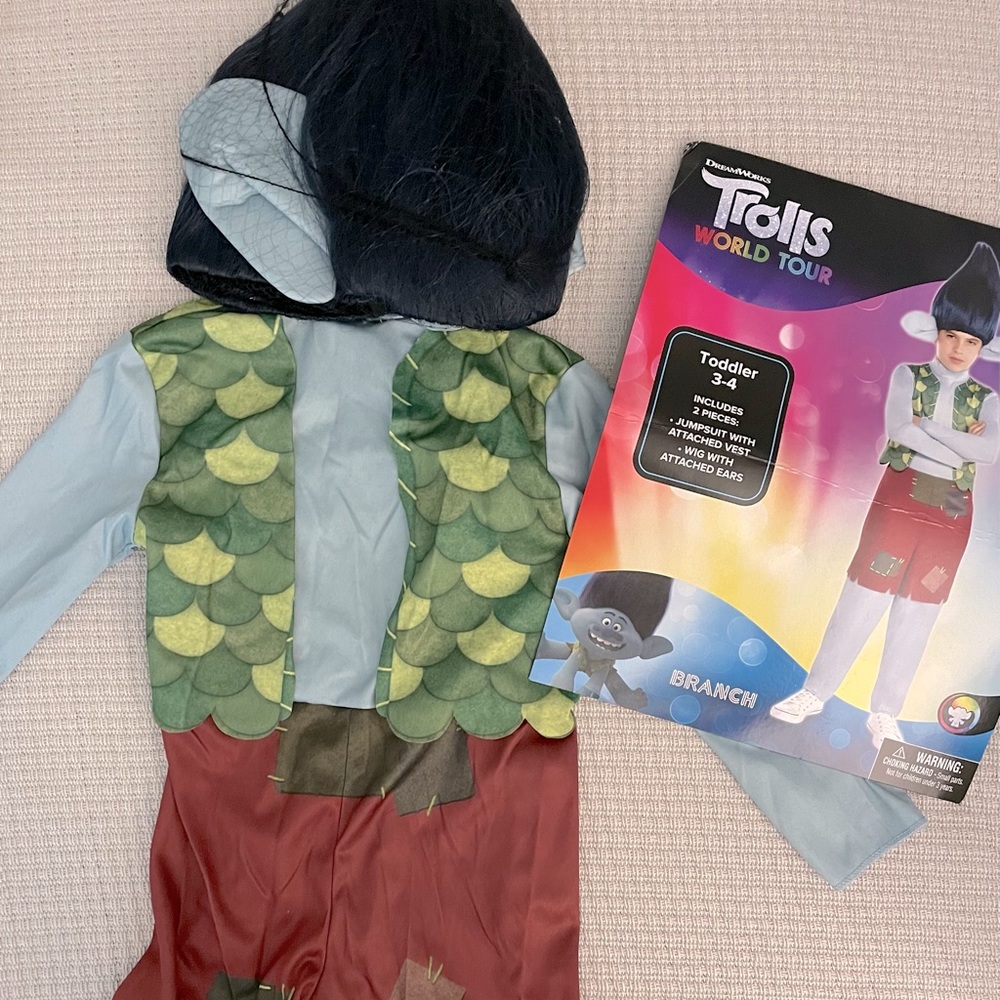 Trolls World Tour Branch Costume, Toddler (3-4)